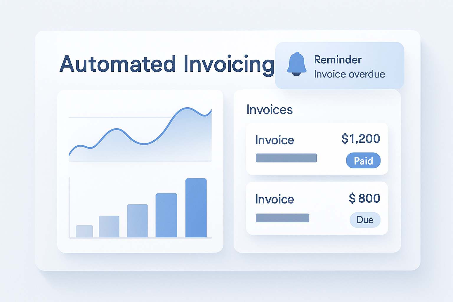 Modern illustration of automated invoicing and payment tracking dashboard