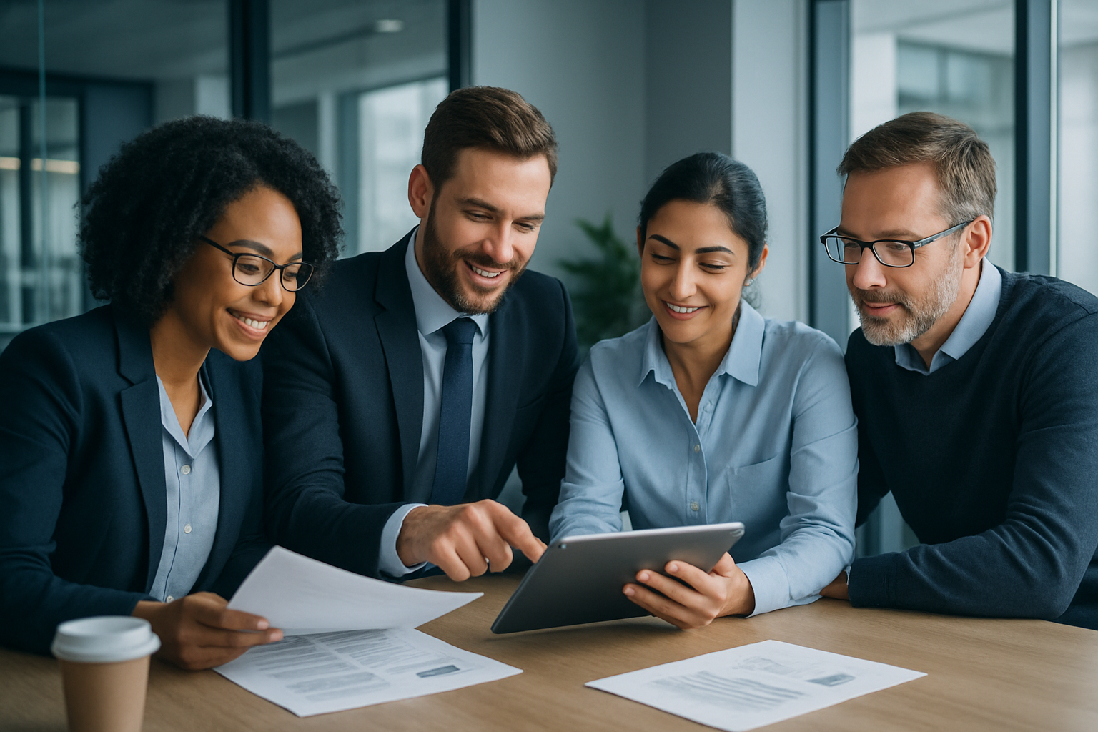 Consultants collaborating with a client