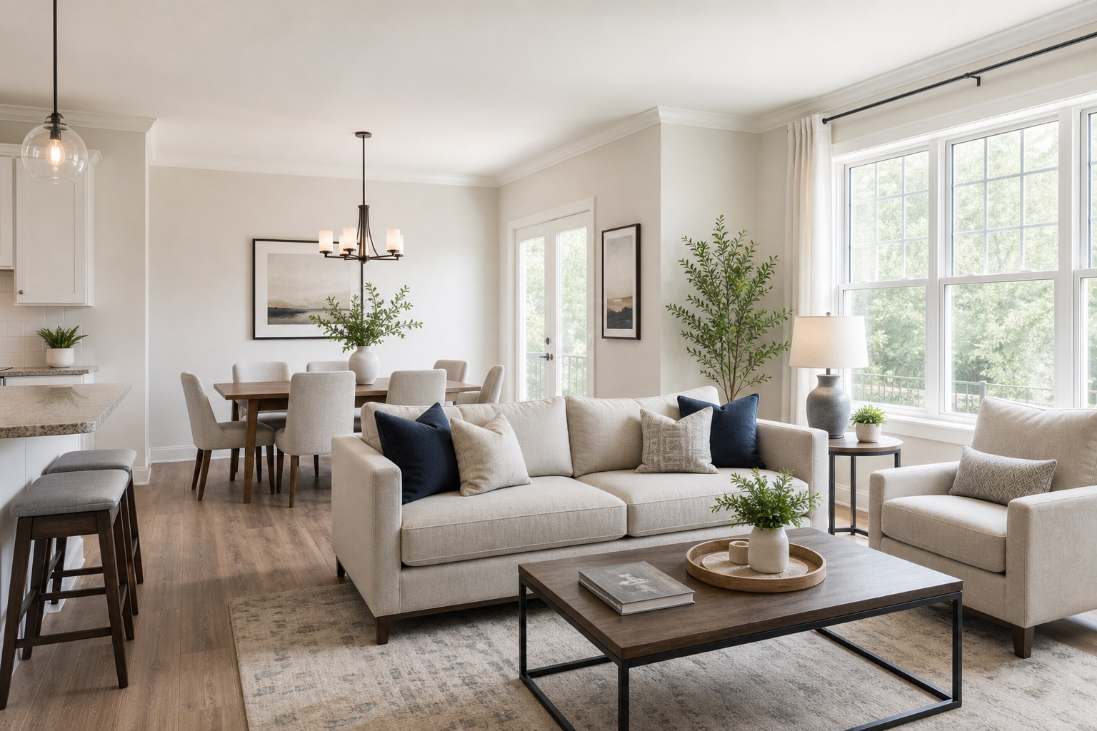 Elegant hospitality-focused property interior with welcoming staging
