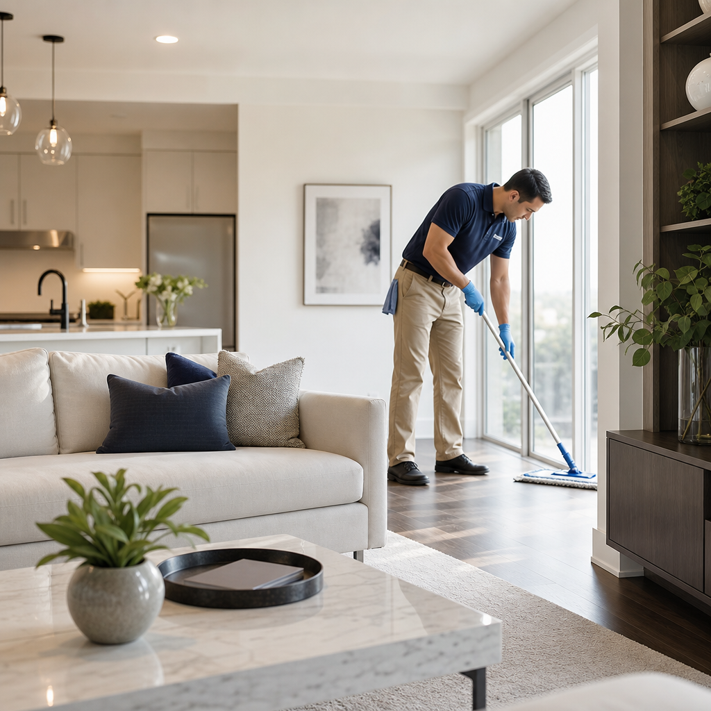 Bright apartment entryway with open door, sunlit hallway, and neatly staged interior highlighting move-in readiness