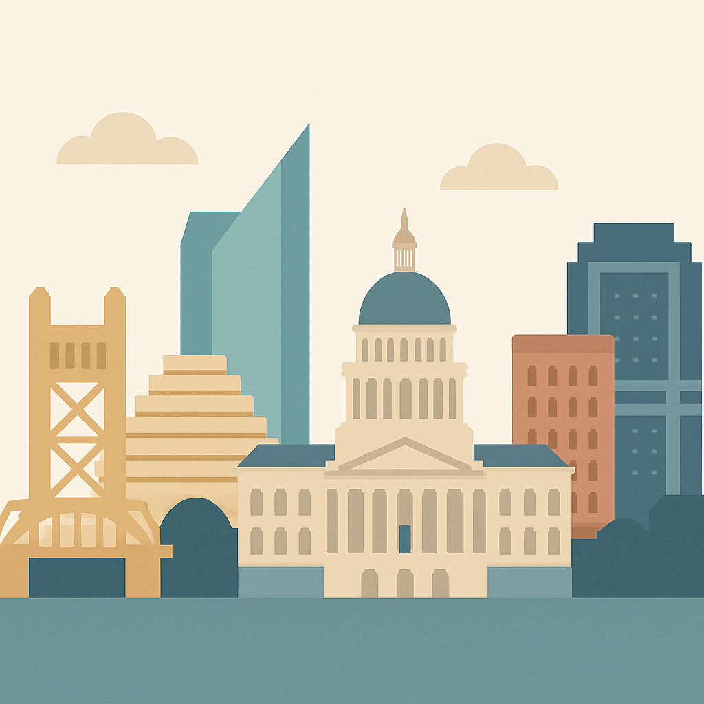 Sacramento city skyline illustration