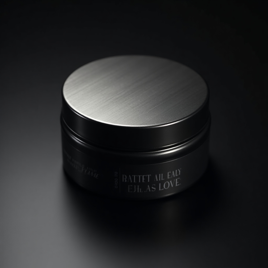 Matte pomade tin with brushed metal lid