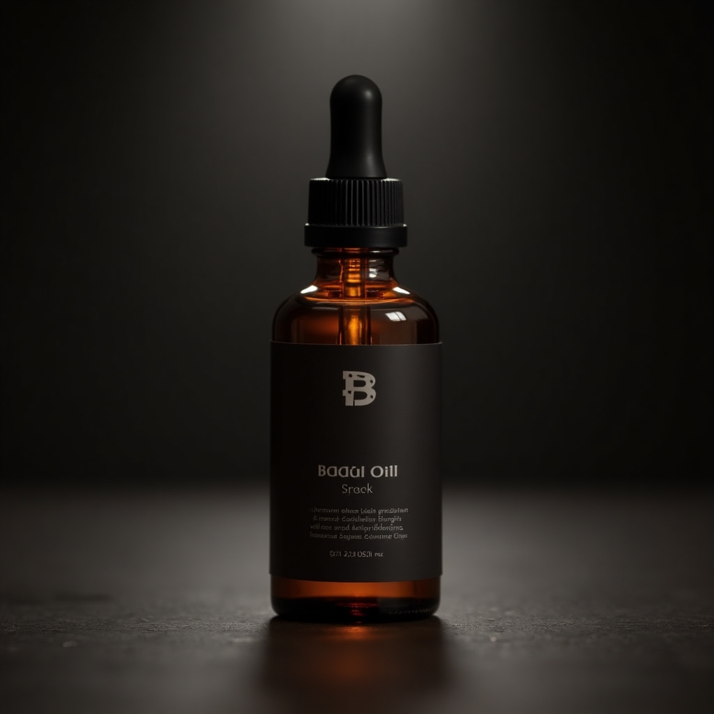 Amber beard oil bottle with dropper