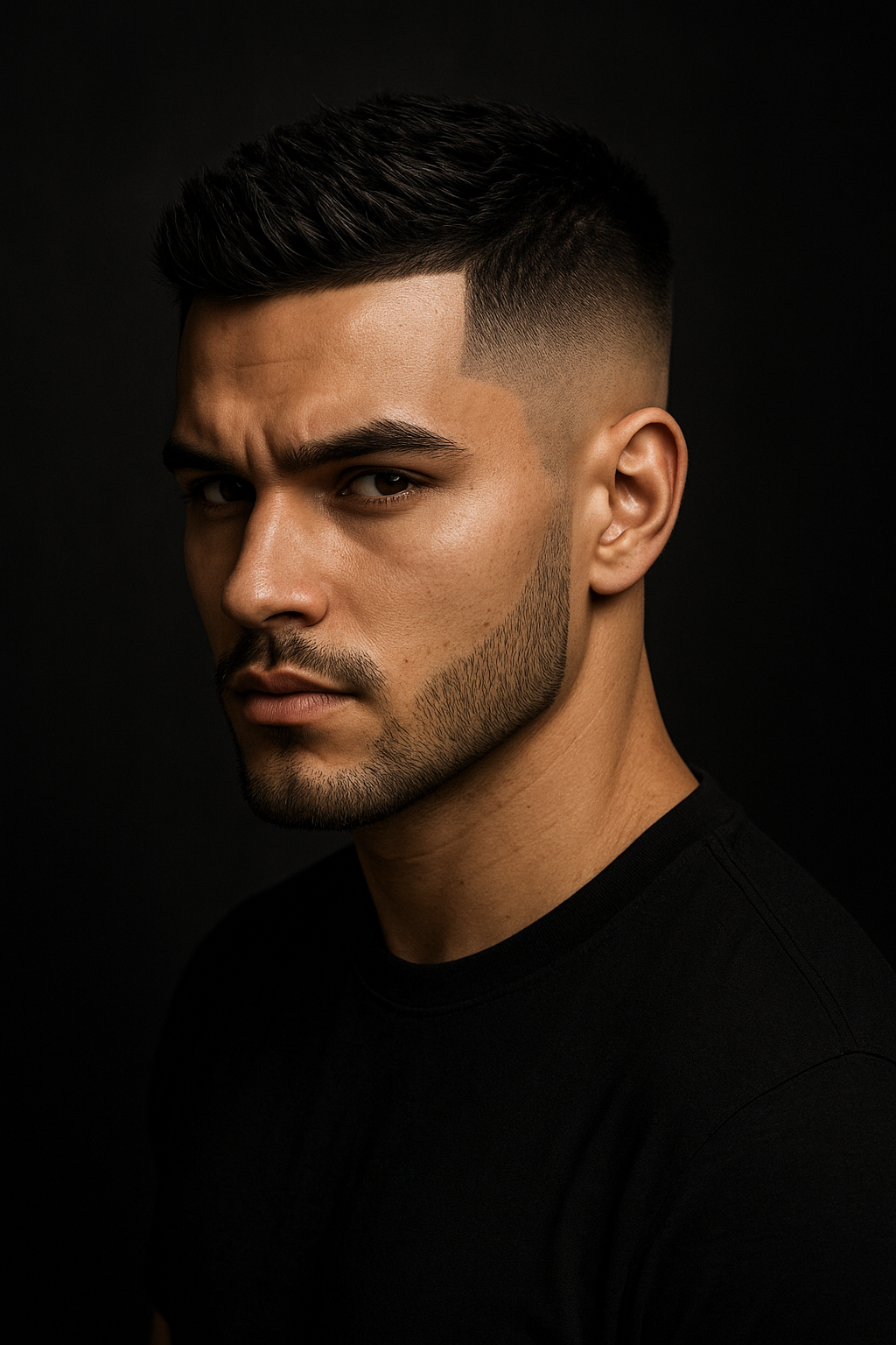 Client showing a sharp fade haircut transformation