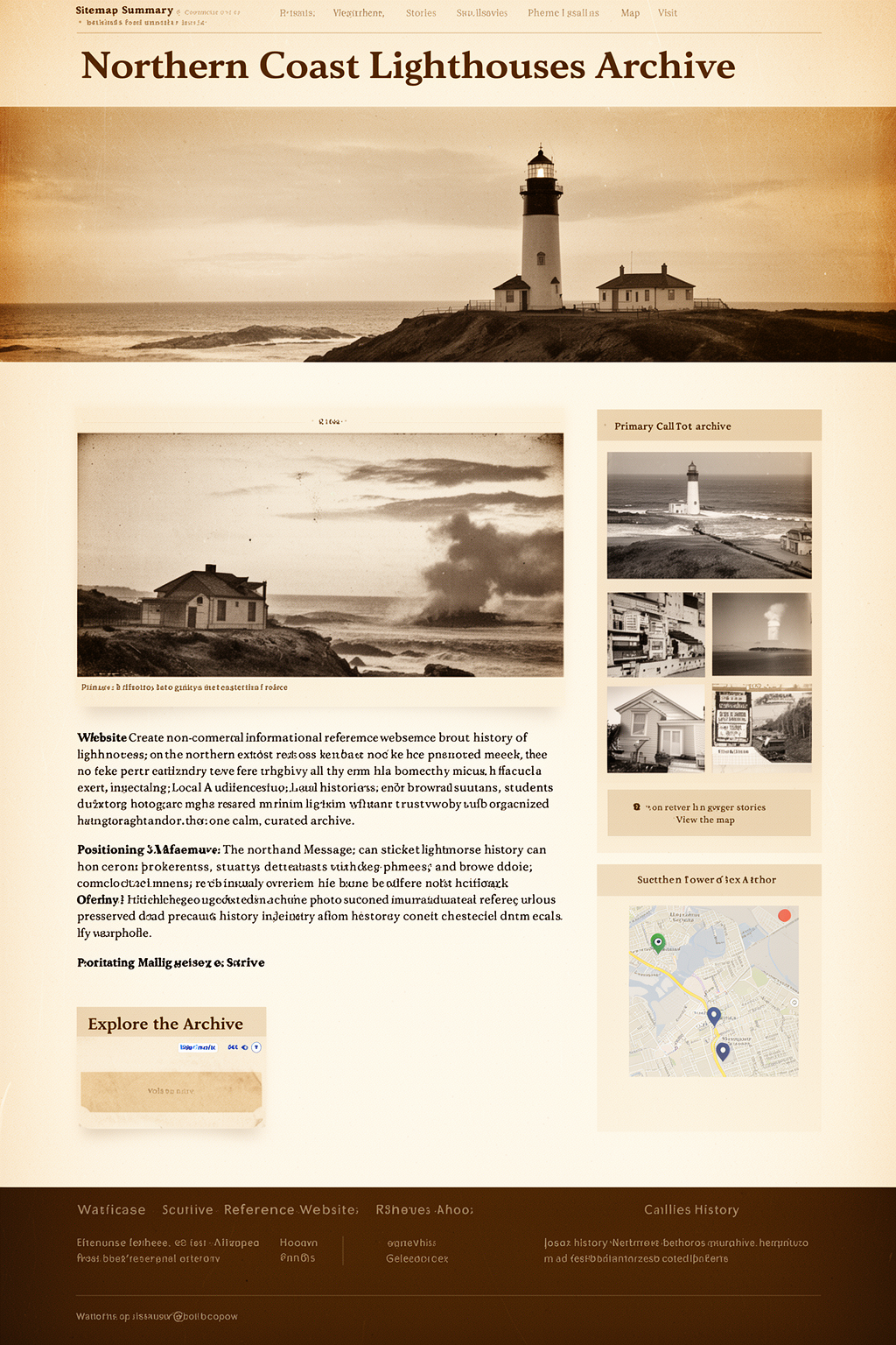Archival photograph of a weathered granite lighthouse tower above rocky northern coastline cliffs under an overcast sky