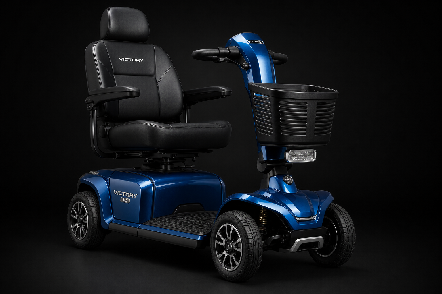 Blue Victory 10 mobility scooter with sleek premium finish