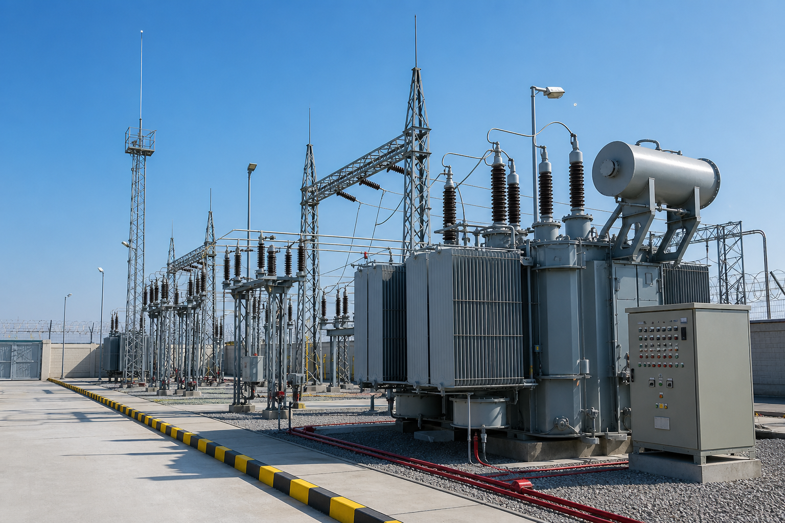 محطة تحويل كهرباء 33KV تضم محولات ولوحات سيطرة