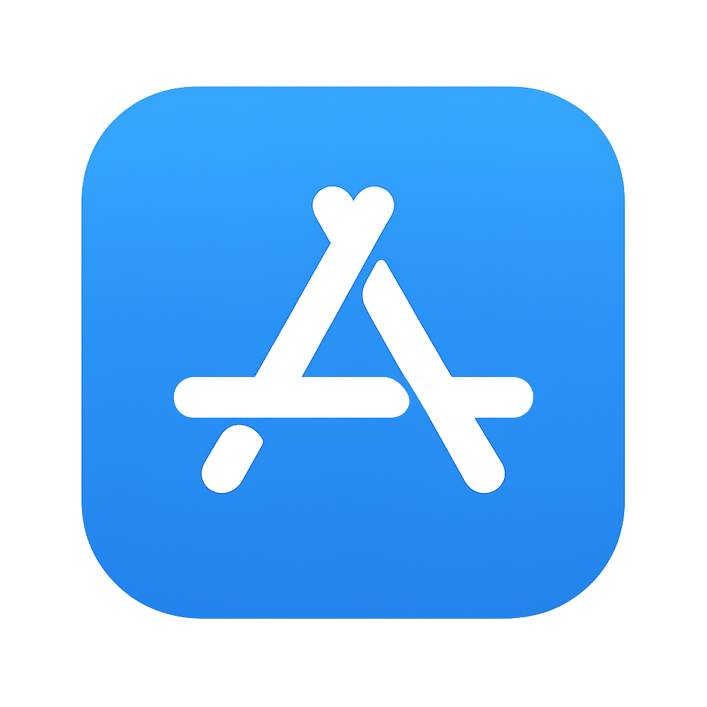 Apple App Store badge with a stylized white A on a blue square