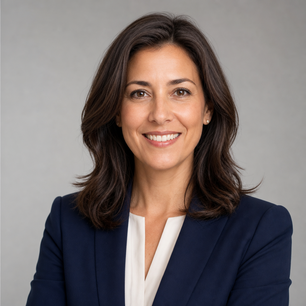 Professional headshot of Elena Vargas, a woman with shoulder-length dark hair wearing a navy blazer