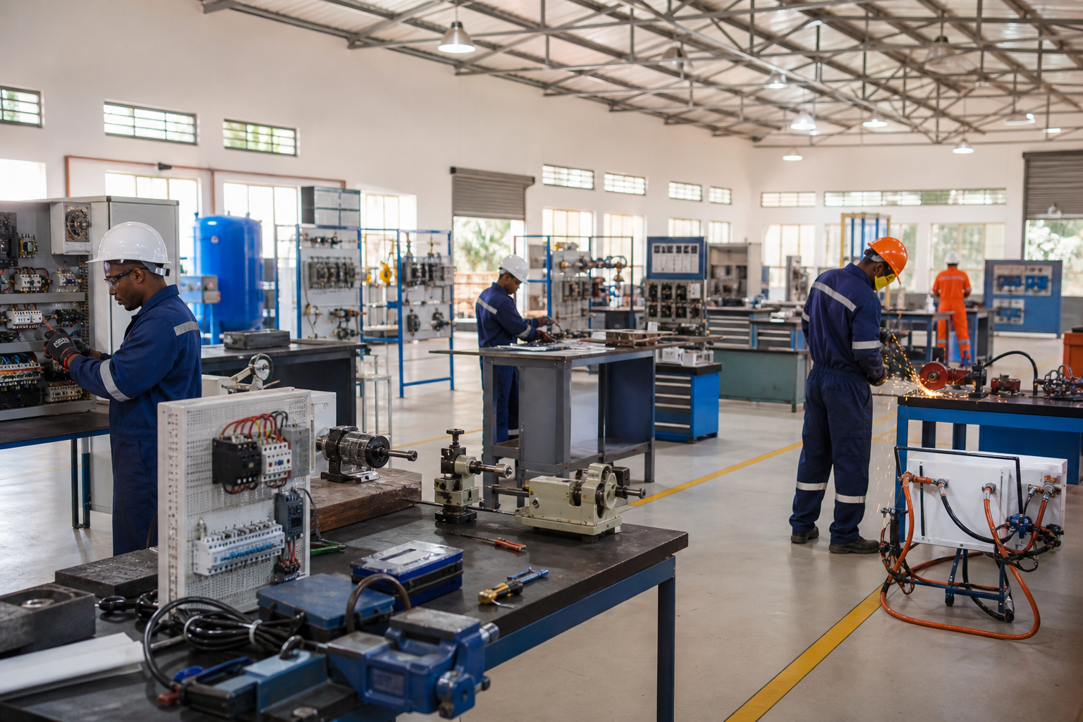 Instalações profissionais da empresa com oficina técnica e equipa em atividade
