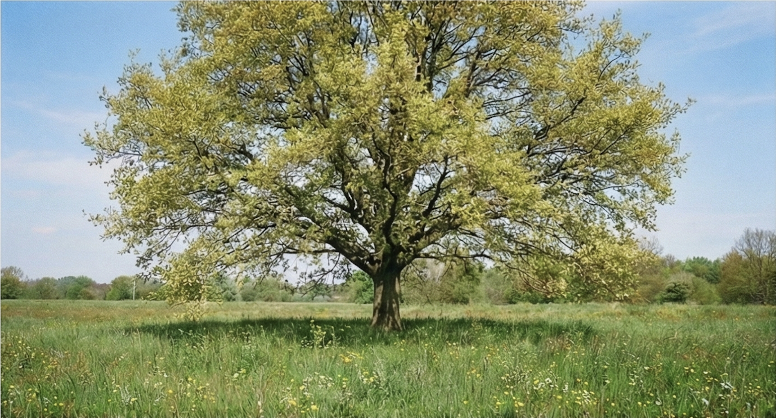 Tree in spring bloom along a bike path