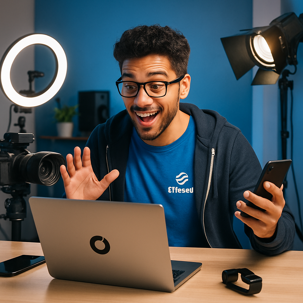 Influencer collaborating with international tech brand