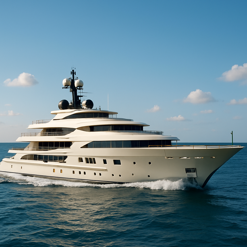 Luxury yacht cruising on blue water