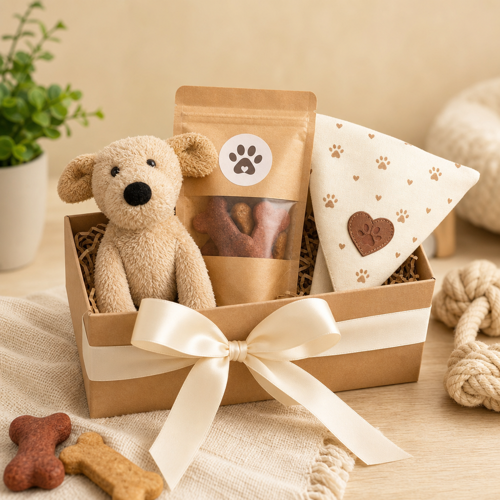 Caixa presente com kit de mimo para cães