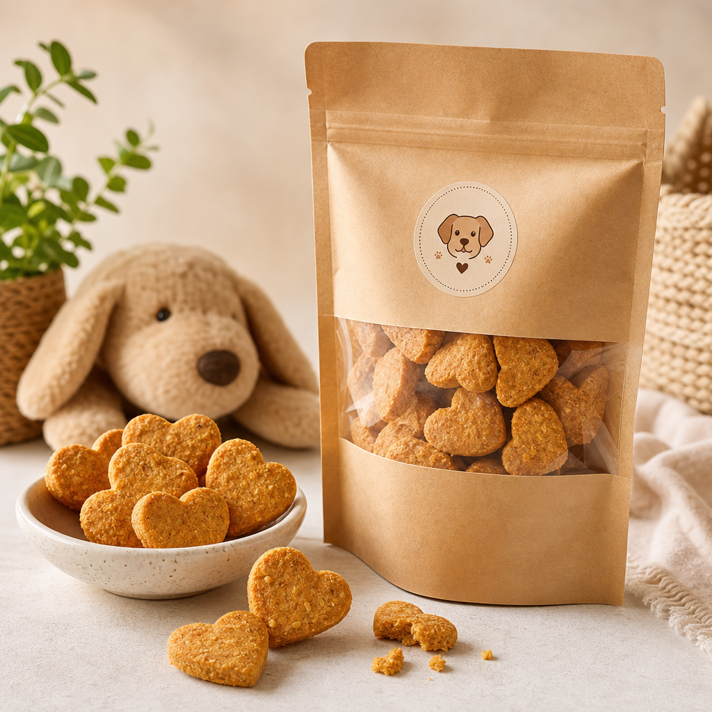 Snacks naturais em forma de coração para cães