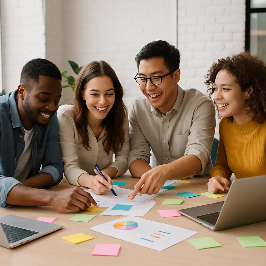People collaborating at a table, representing creative teamwork