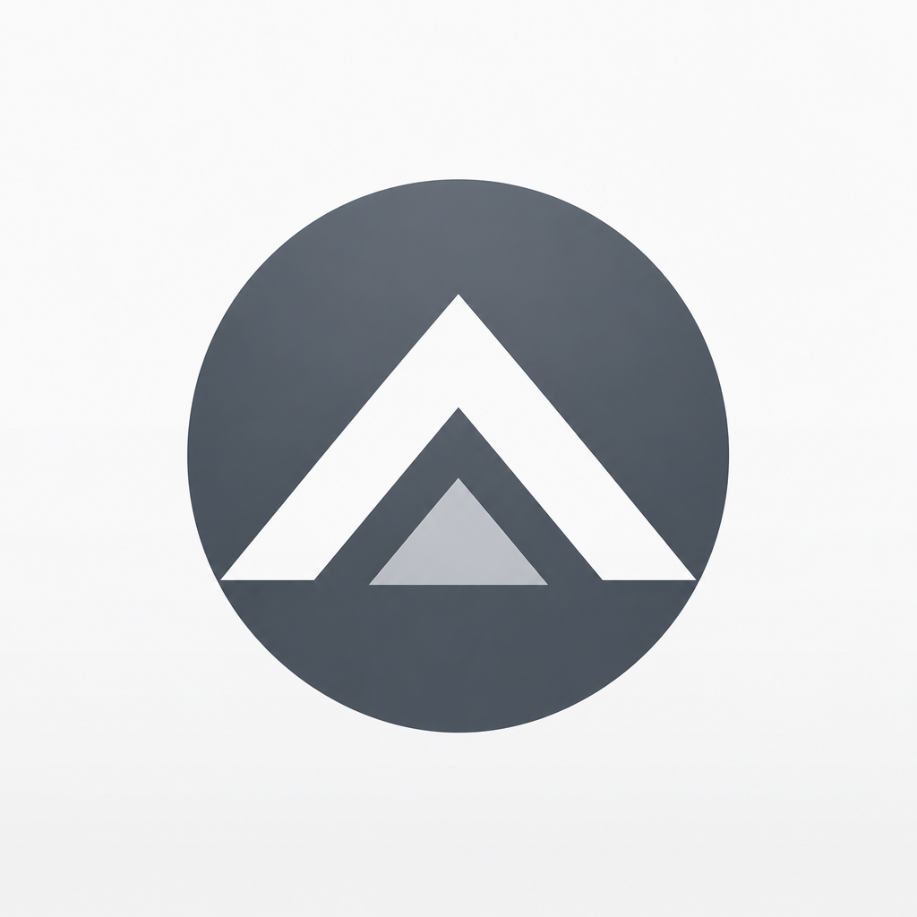 Minimal placeholder logo for a corporate sponsor, featuring a slate circle with a clean upward chevron