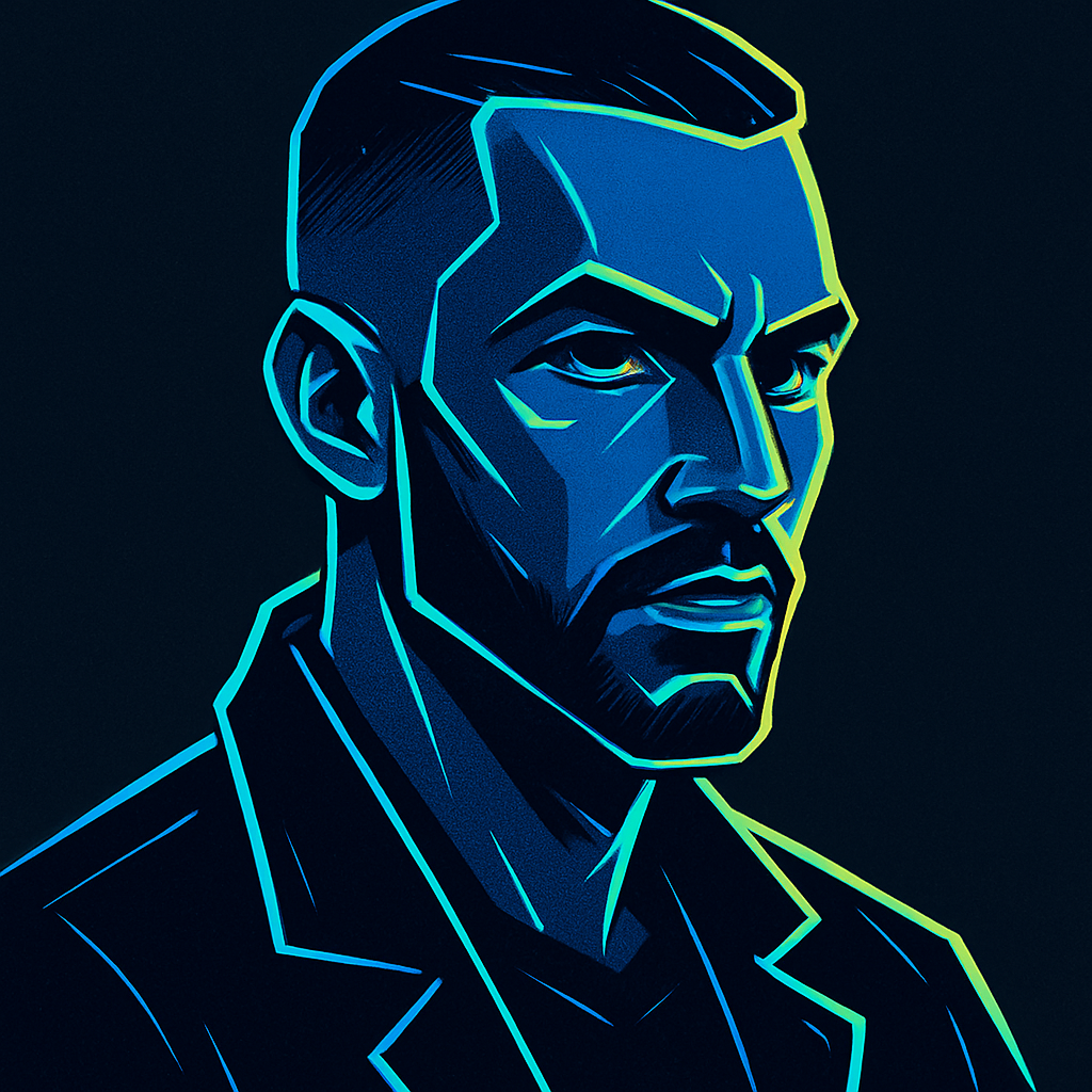 Stylized neon portrait of Cole