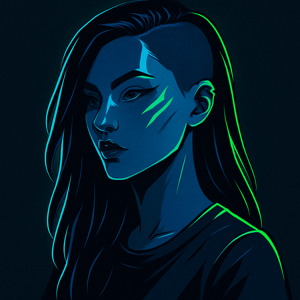 Stylized neon portrait of Mira