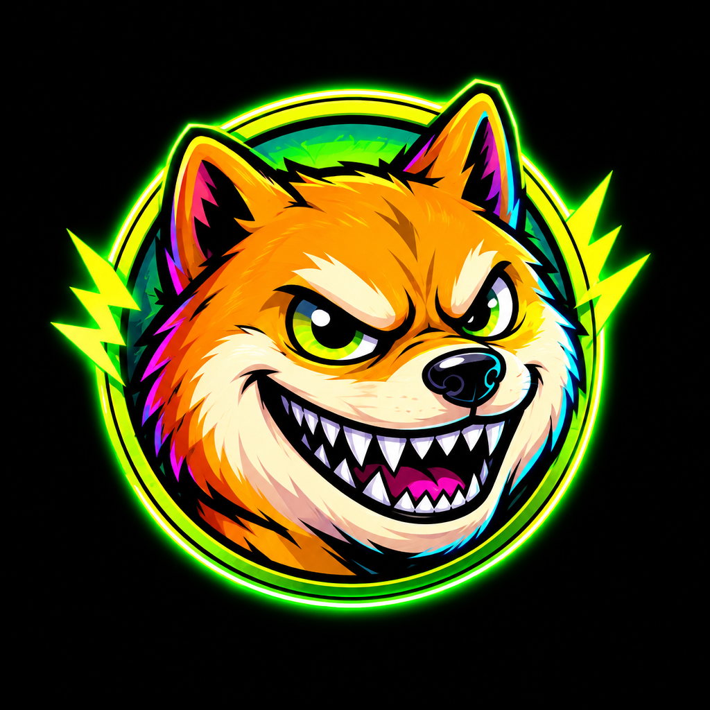Small aggressive dog coin icon sticker