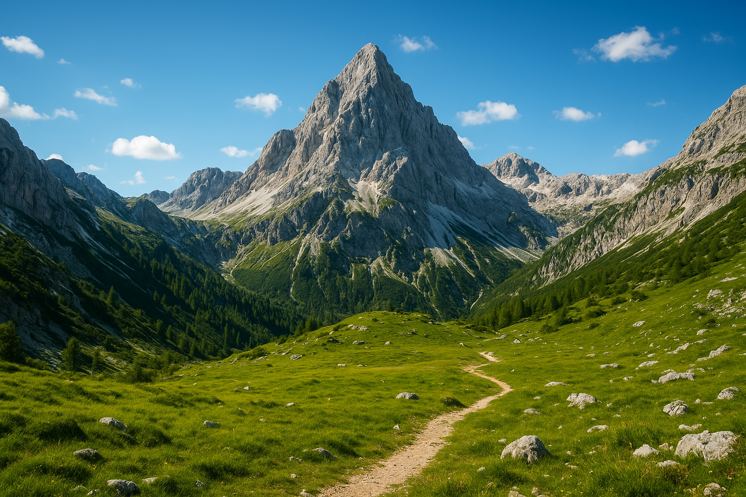 Scenic mountain view of Triglav in the Europe region