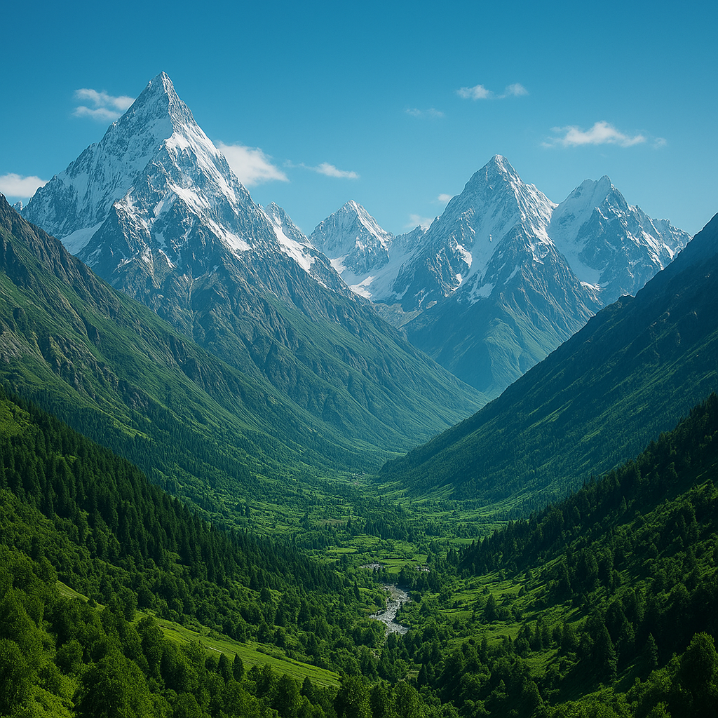 Mountain landscape of Hunza Valley Peaks