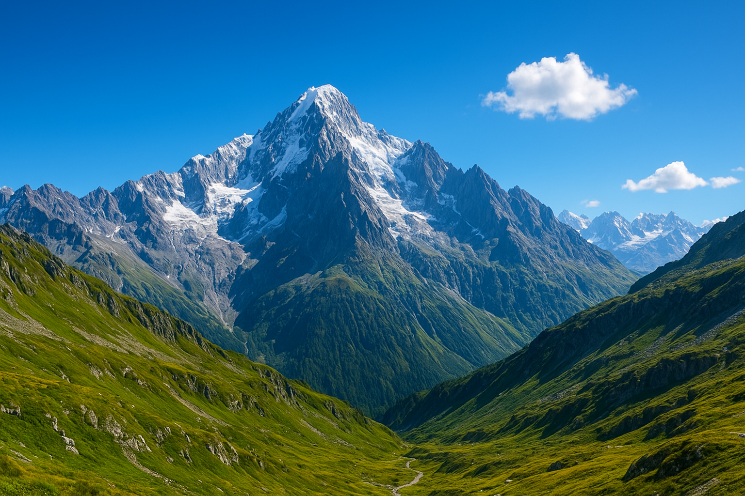 Scenic mountain view of Mont Blanc in the Europe region