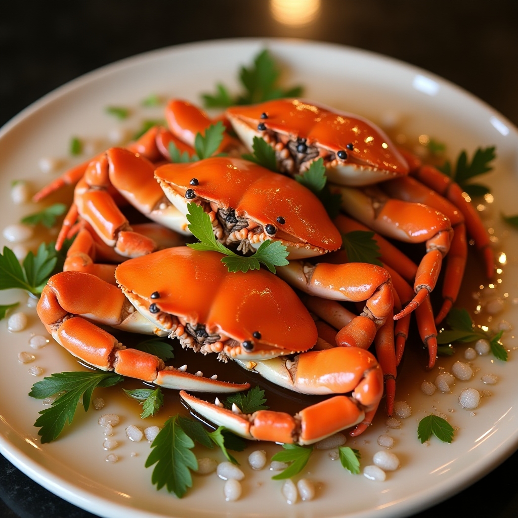 Steamed crab clusters with herbs