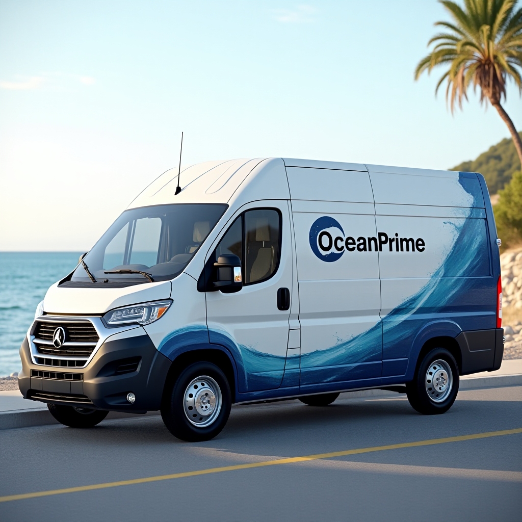 OceanPrime delivery van with logo