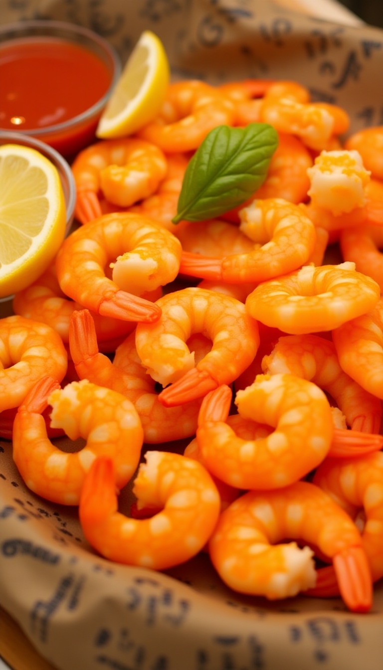 Chilled shrimp platter with cocktail sauce