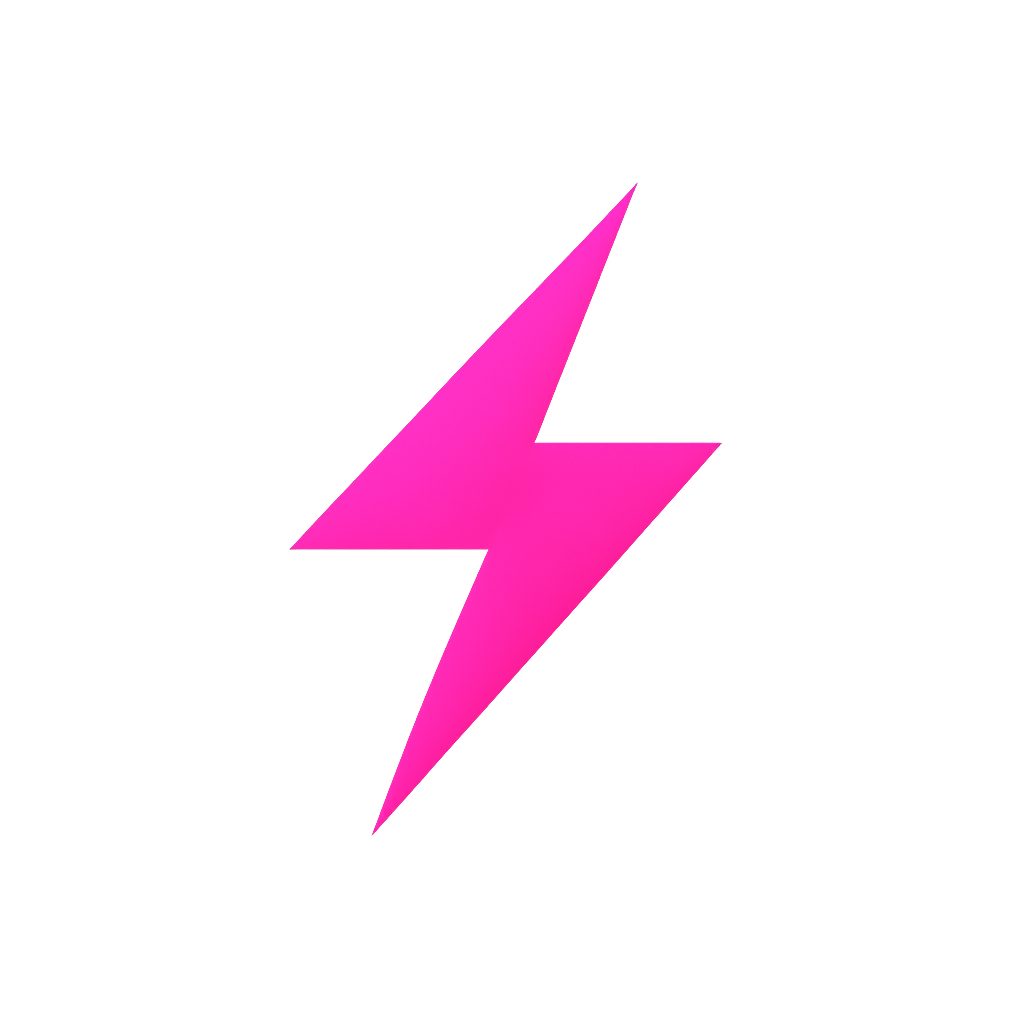 PixelForge logo, angular magenta lightning bolt mark