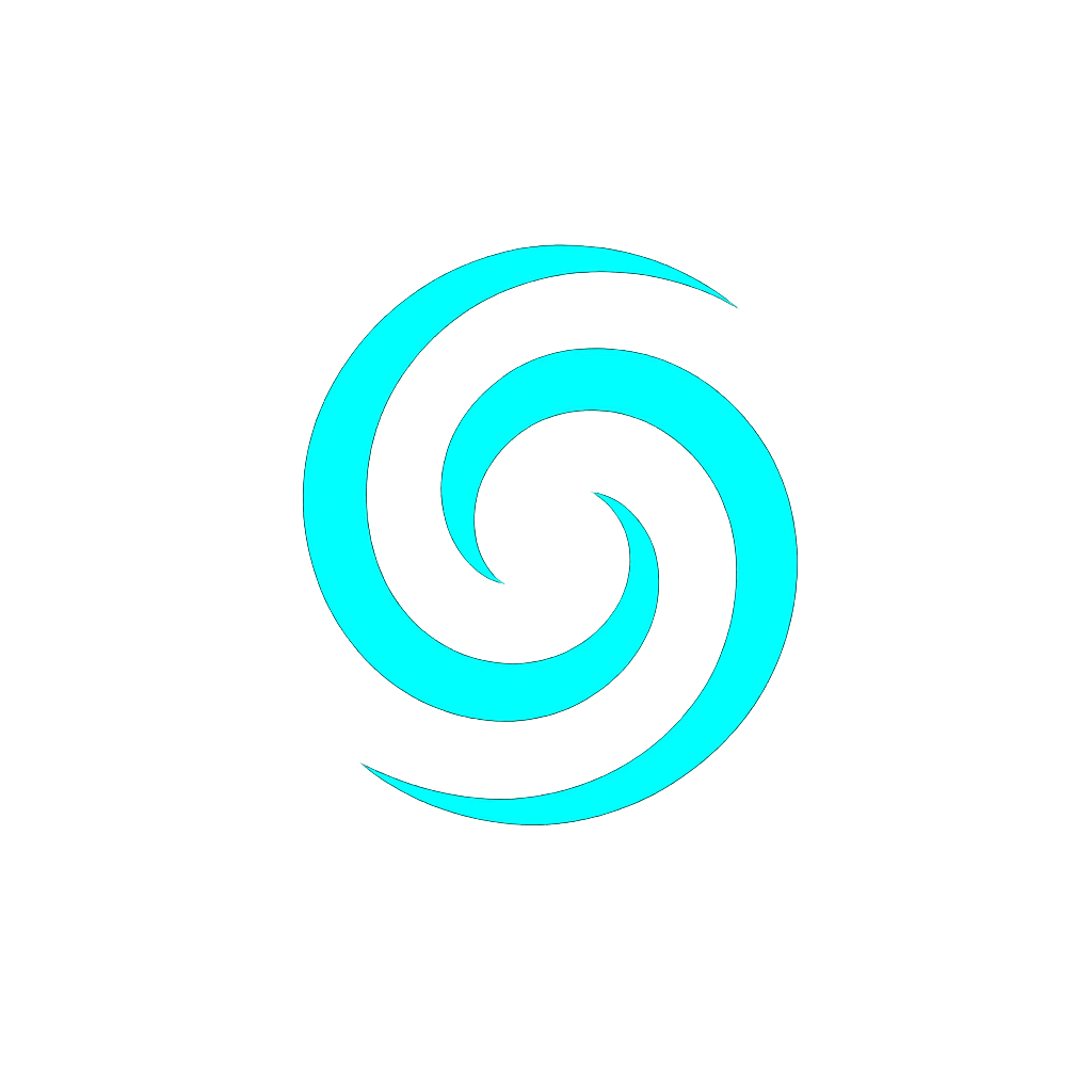 Vortex Labs logo, swirling spiral mark in teal
