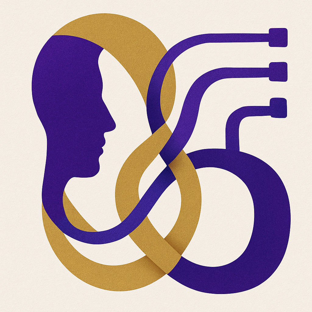 Abstract connection between human and digital forms