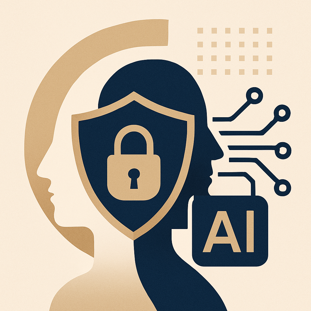 Abstract visualization of secure, compliant AI integration