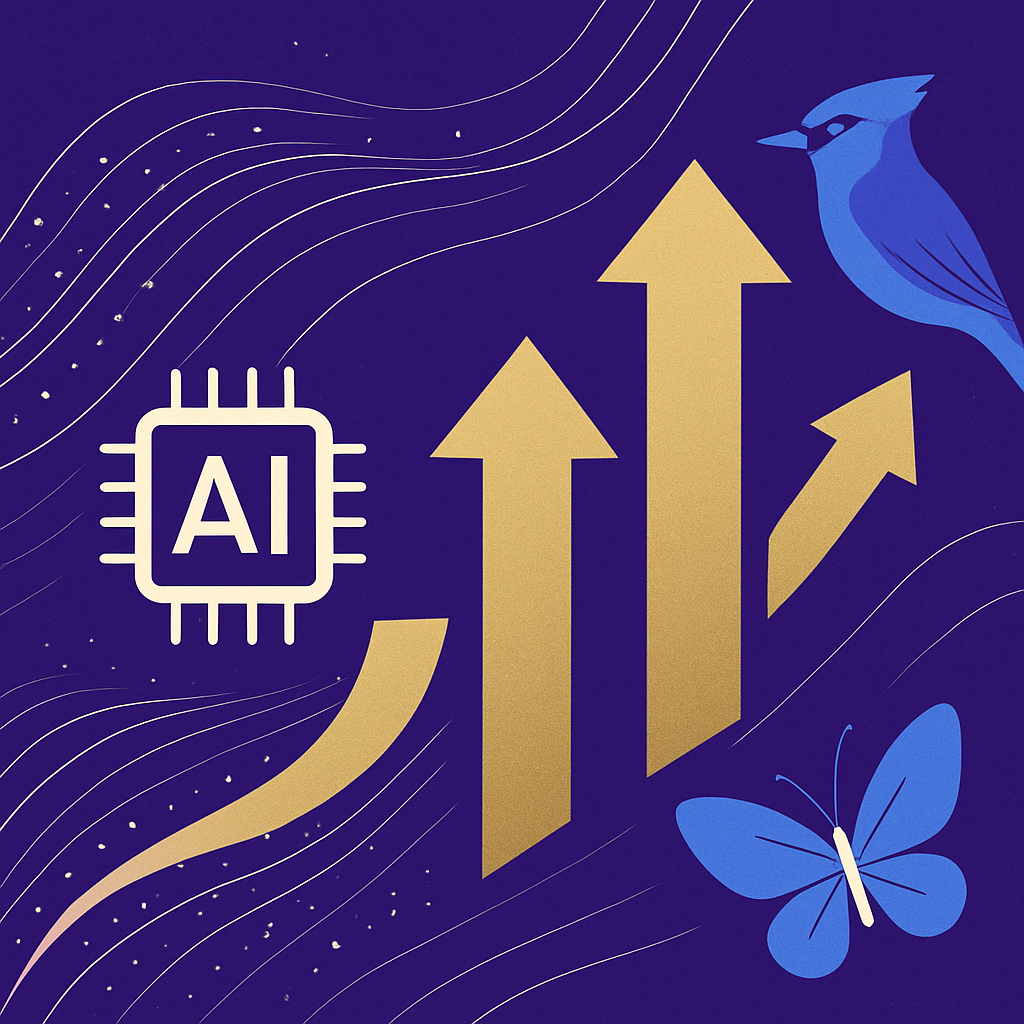 Abstract AI-driven business growth visual