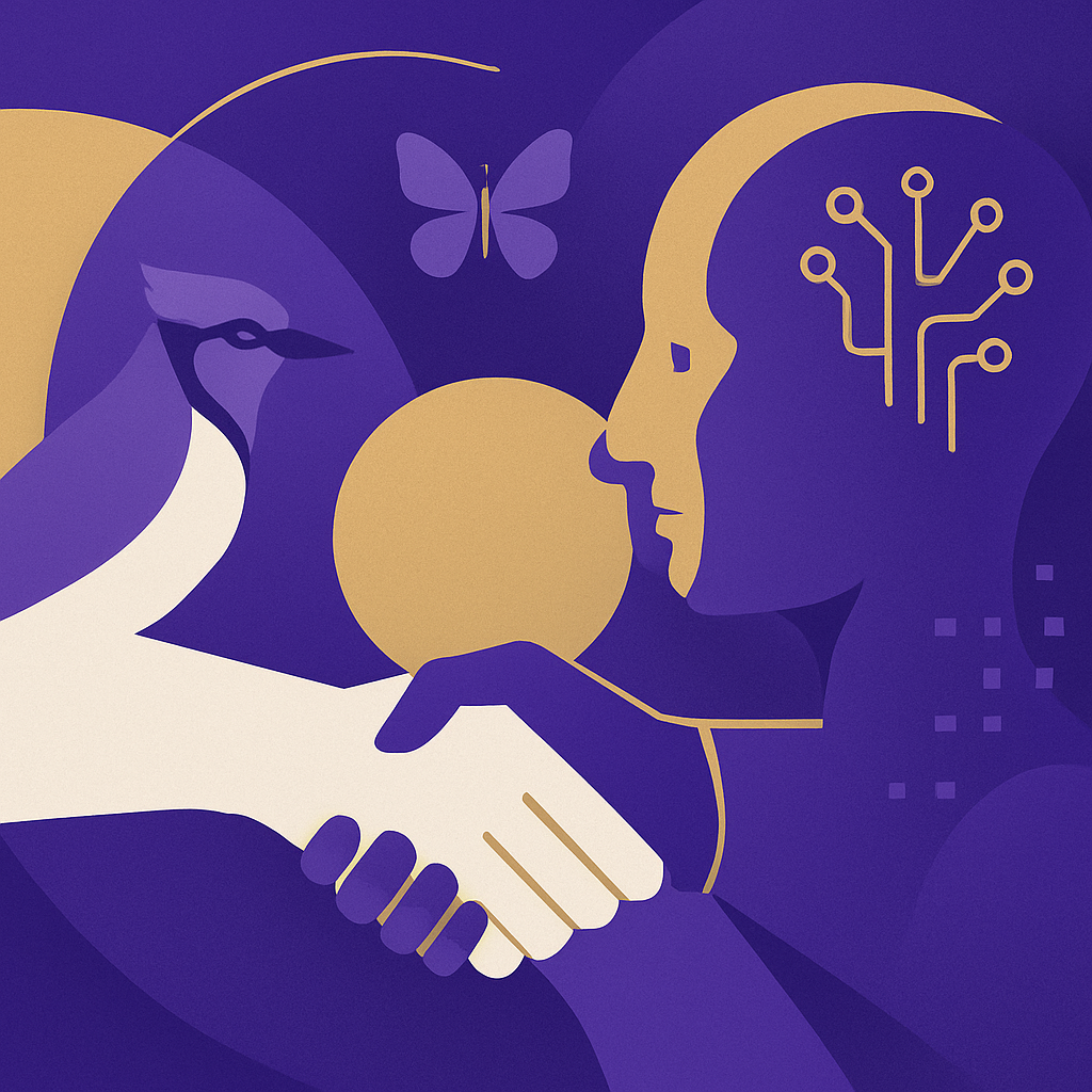 Abstract visual of human and AI collaboration