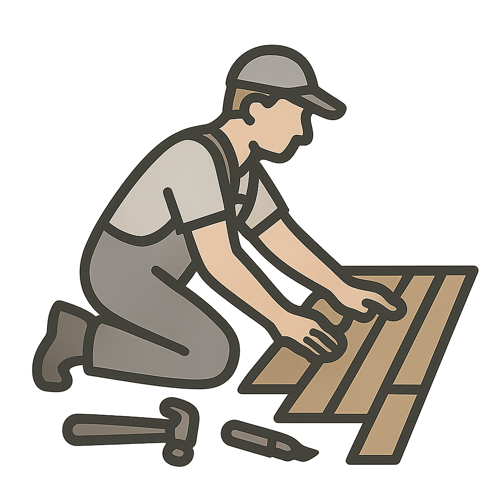 工人專業安裝地板圖示