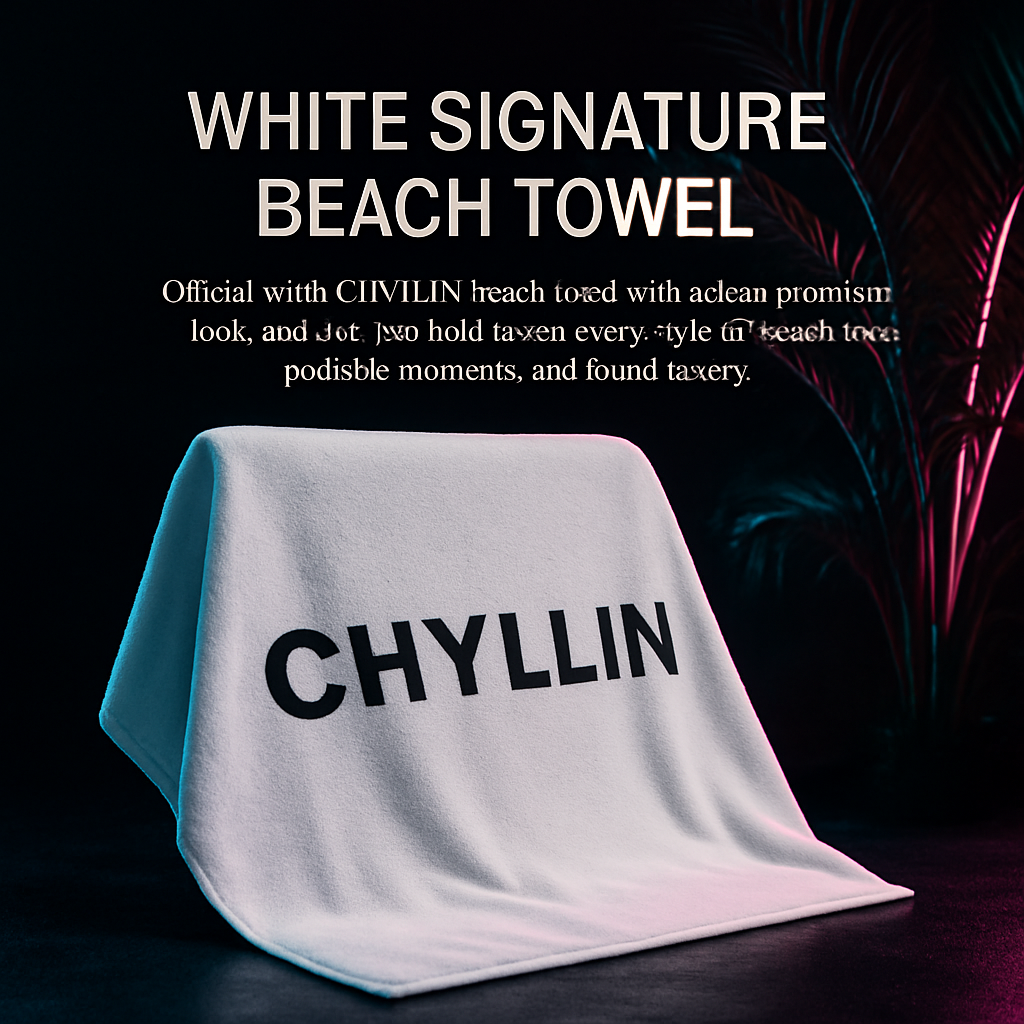 WHITE SIGNATURE BEACH TOWEL