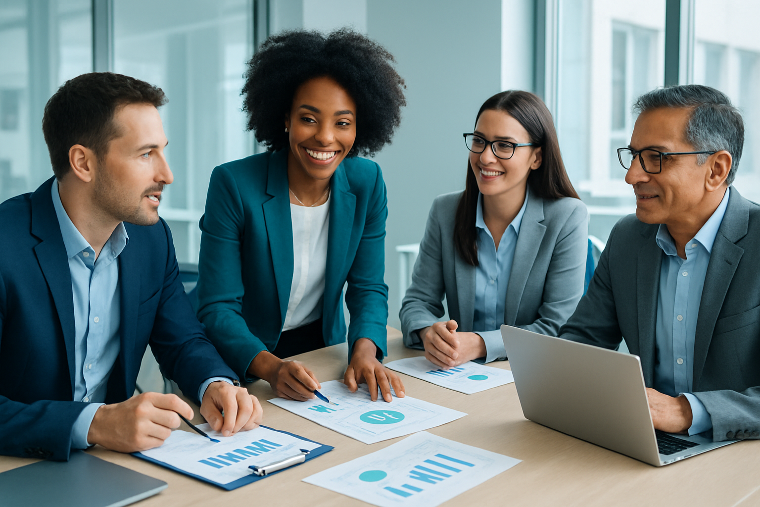 Equipe de marketing em reunião estratégica