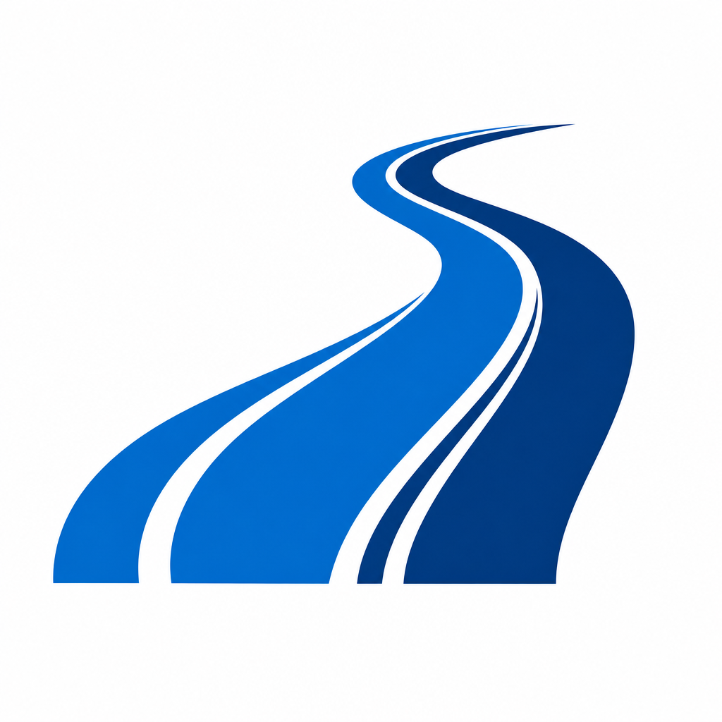 Icône stylisée de route bleue pour Atlas Transport Partners