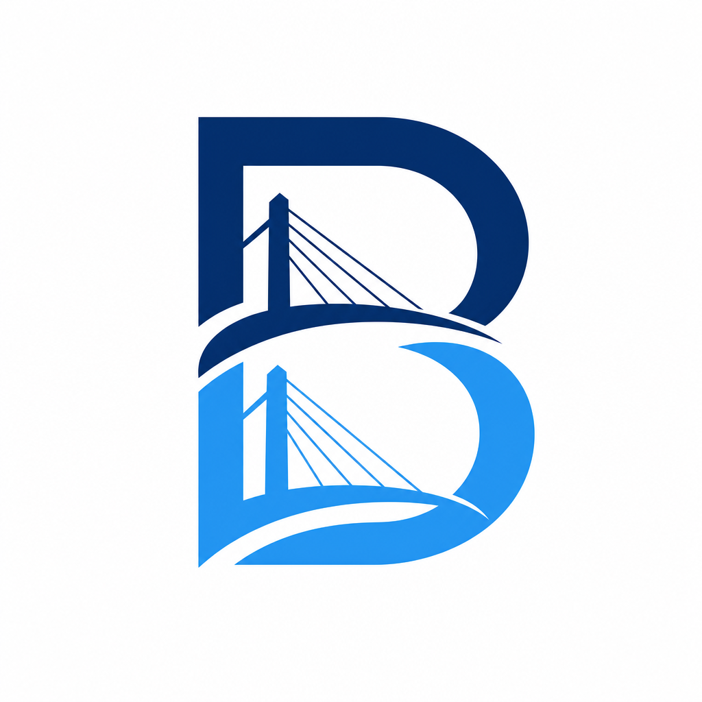 Emblème géométrique bleu marine pour Bridgeway Mobility