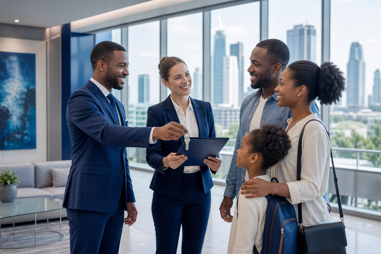 Consultants internationaux accompagnant une famille lors de son installation