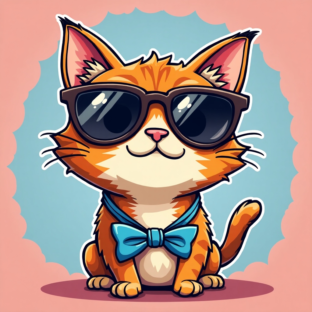 Cat with sunglasses and a bow tie looking cool