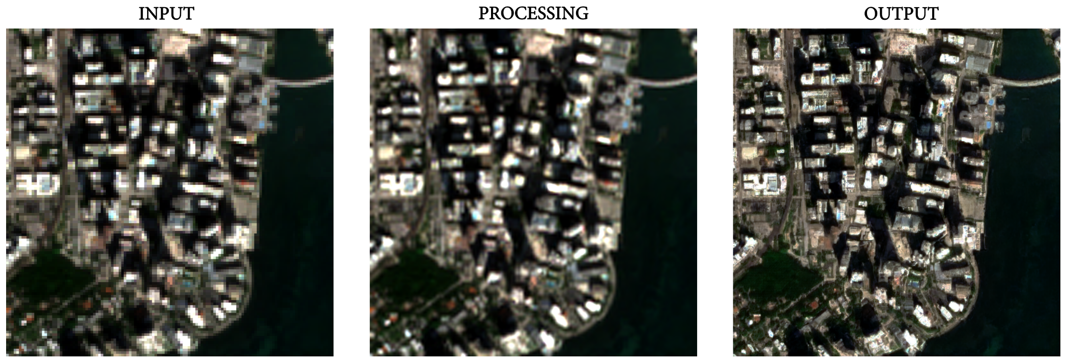 Satellite imagery showing moisture traces beneath a commercial roof