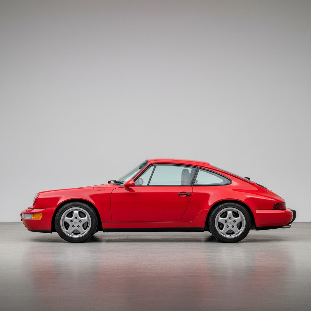 1989 Porsche 911 Carrera 4 (964) in Guards Red, side profile