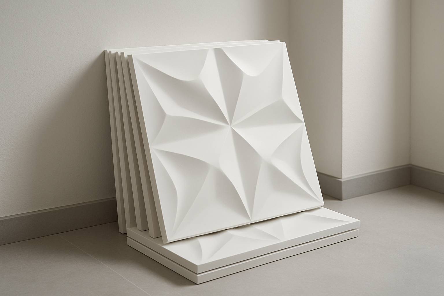 Placas 3D de gesso com relevo geométrico para parede interior