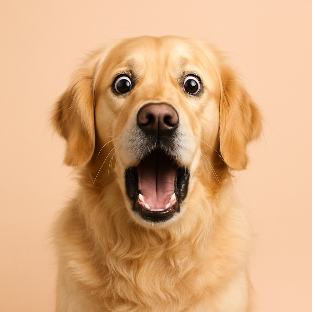 Golden retriever with a hilariously dramatic expression
