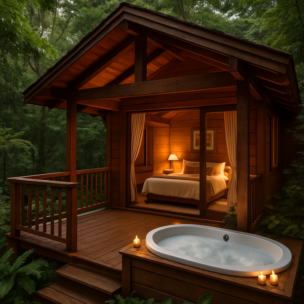 Chalé Romântico com vista para a natureza